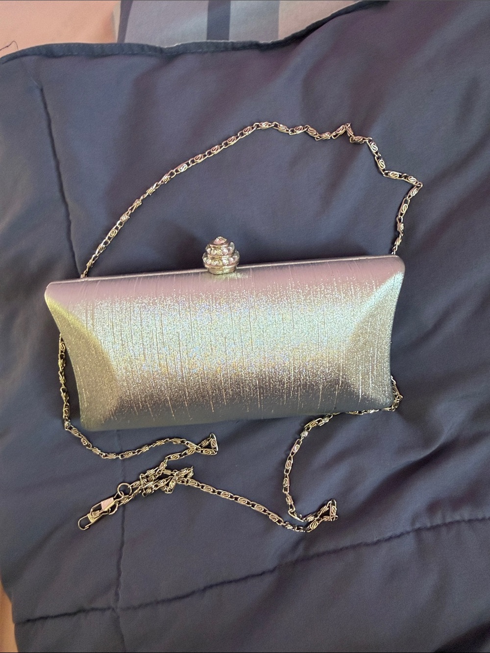 Elegant Silver Evening Clutch with Chain Strap